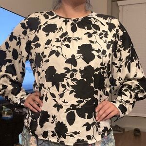 Floral Black and White Women's Top